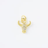 18K Gold Filled Buffalo Head Charm, Bull Head Animal Charm Pendant, Bison Ox Head Charm for Necklace Bracelet Jewelry Making Supply, CP2107